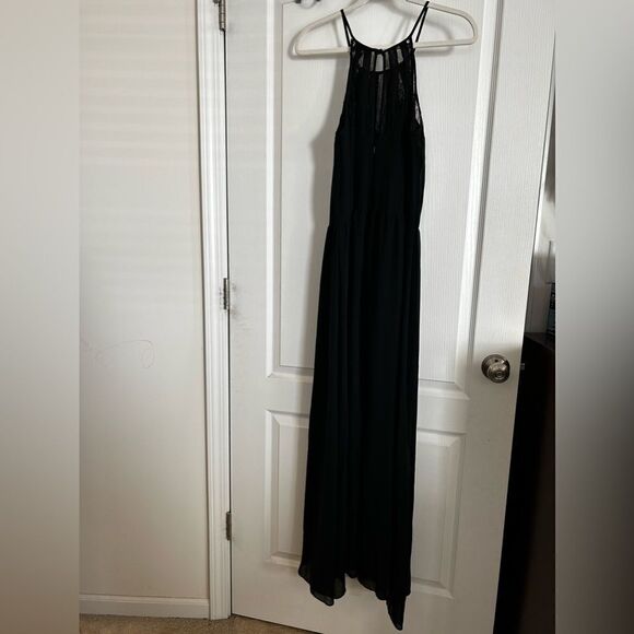 City Chic high neck lace panel maxi dress Flowy M SZ 20 gothic black industrial - Picture 2 of 13